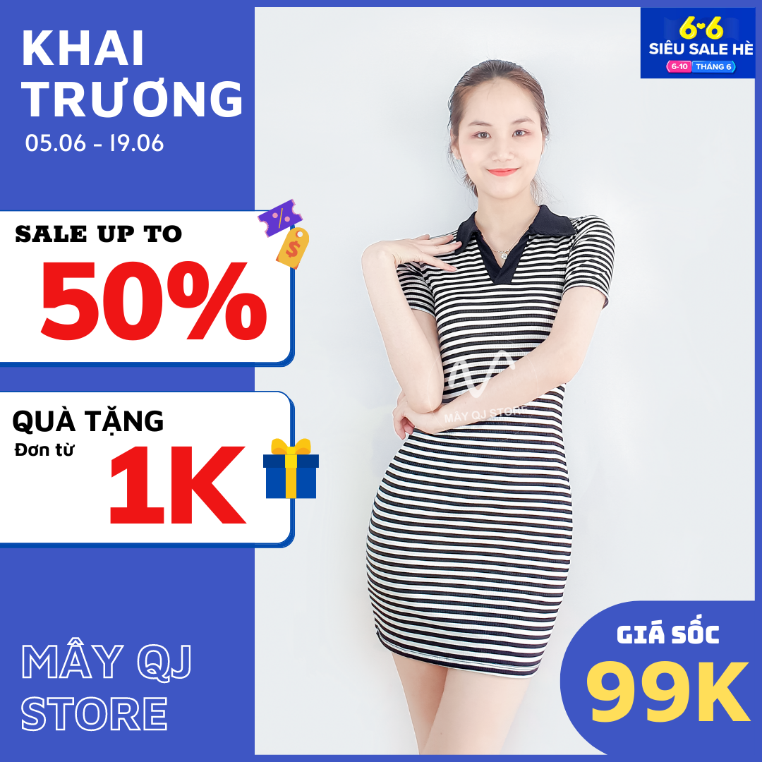 Đầm Polo Nữ Ôm Body Dáng Ngắn Chất Vải Thun Gân Mềm Mịn Trẻ Trung Freesize dưới 58kg