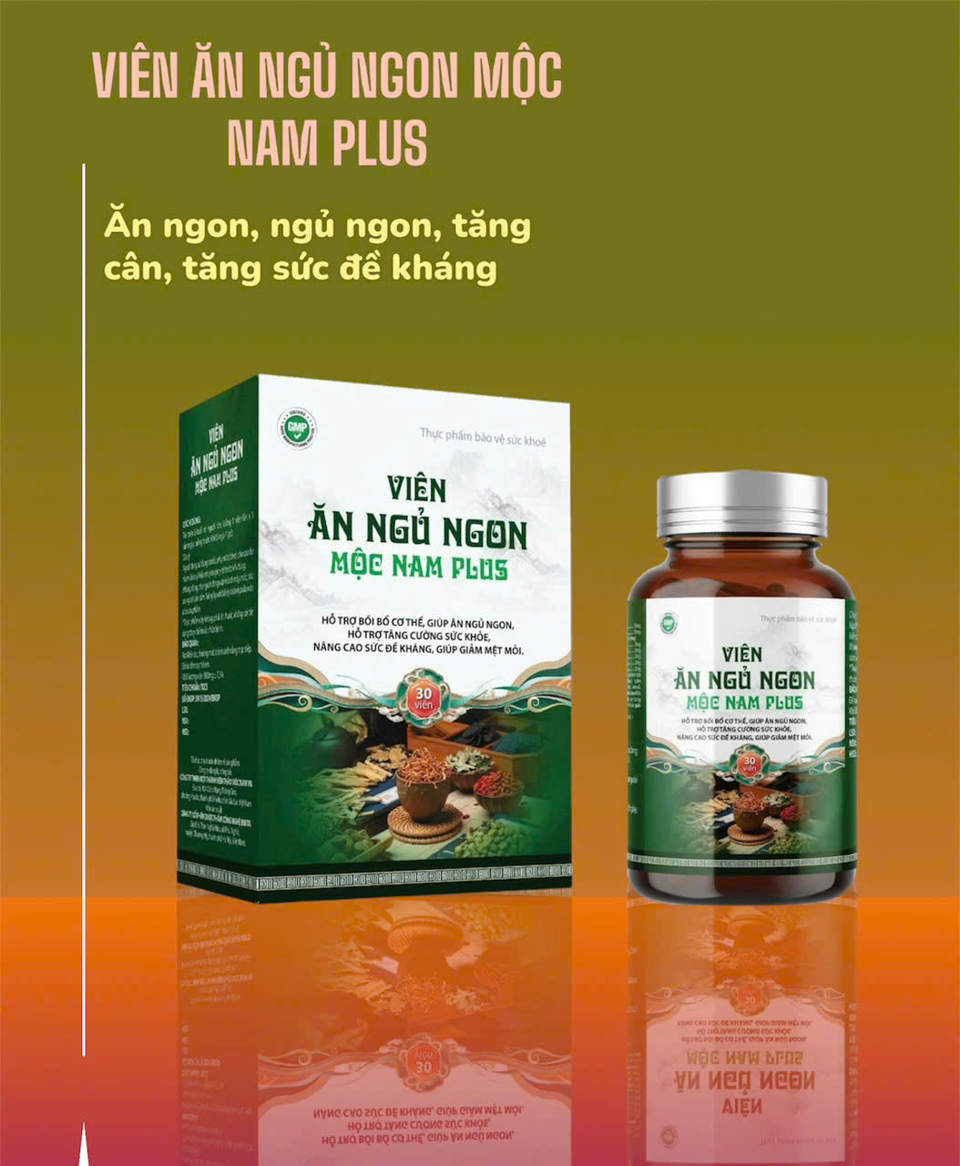 Viên Ăn Ngủ Ngon Mộc Nam Plus. Hộp 30 Viên Tặng 30 Viên Vitamin Tổng Hợp. Giúp ăn ngủ ngon Tăng cân nâng cao sức đề kháng.