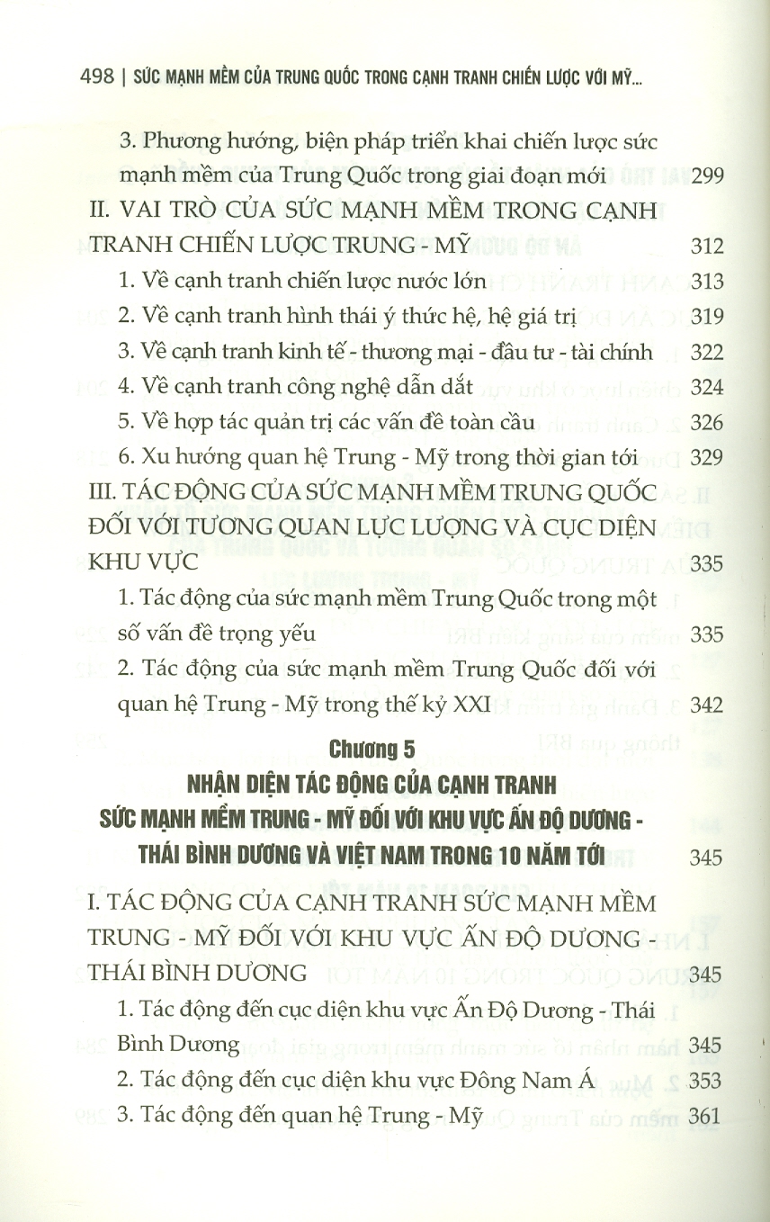 SỨC MẠNH MỀM CỦA TRUNG QUỐC TRONG CẠNH TRANH CHIẾN LƯỢC VỚI MỸ Ở KHU VỰC ẤN ĐỘ DƯƠNG - THÁI BÌNH DƯƠNG: TÁC ĐỘNG VÀ HÀM Ý ĐỐI VỚI VIỆT NAM  - Đinh Thị Hiền Lương - Nxb Chính trị Quốc gia Sự thật – bìa mềm