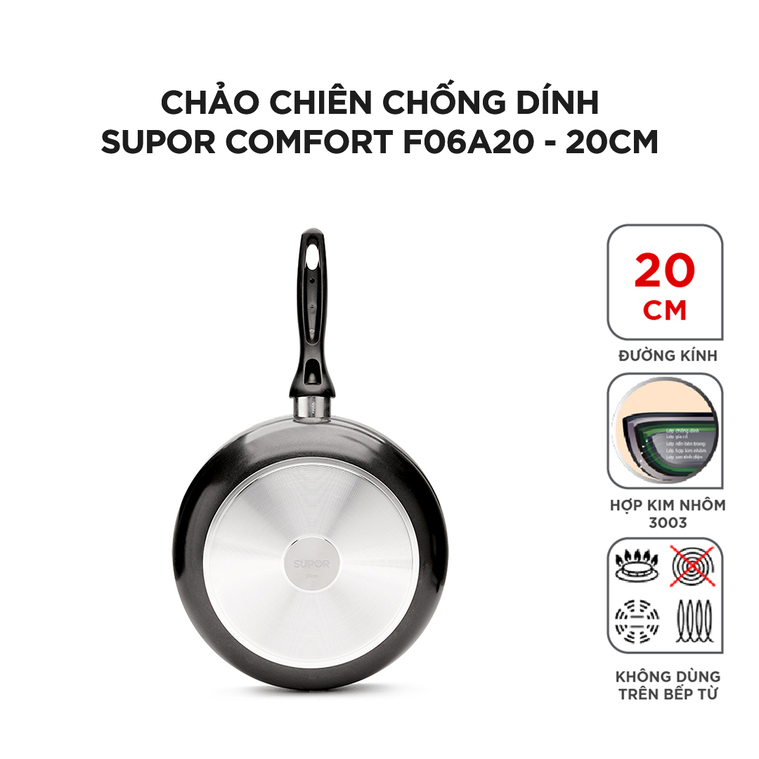 (HÀNH CHÍNH HÃNG) Chảo chống dinh Supor F06A20 dùng xào nấu nhanh, chống dính tốt