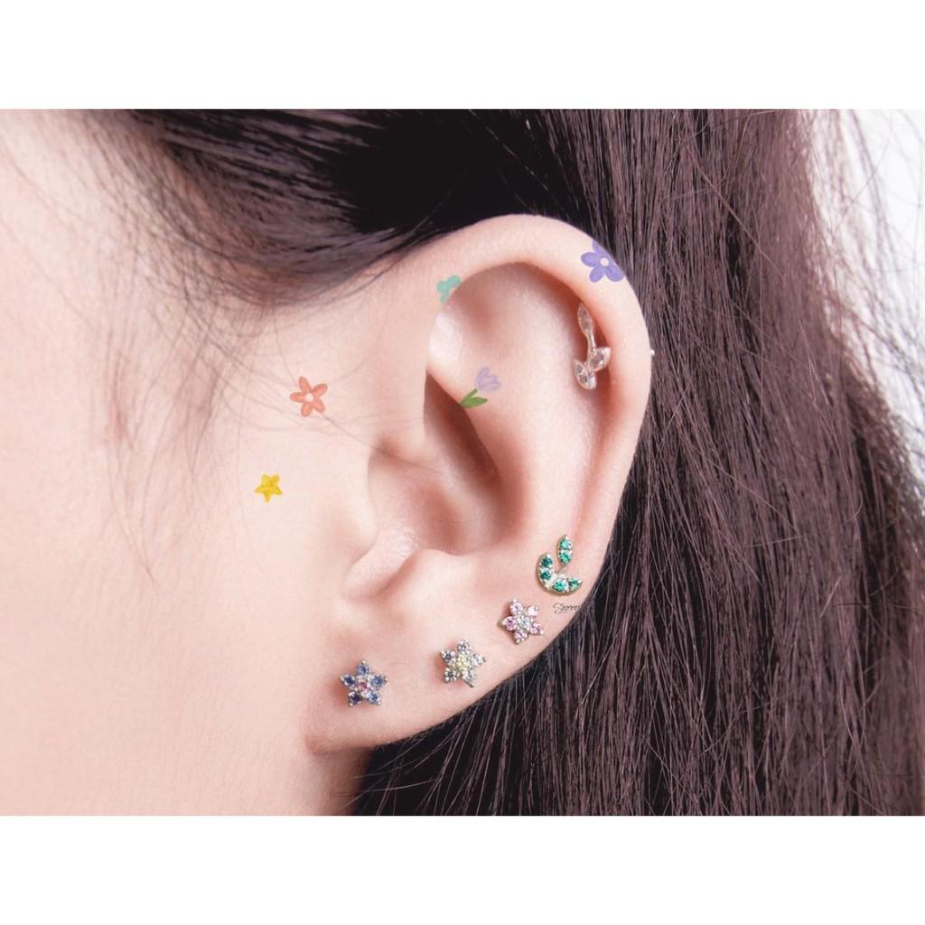 Bông tai bạc 925 Colorful Flower - Shimmer Silver
