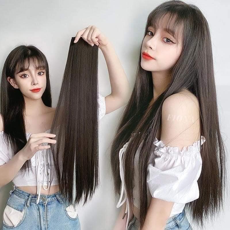 TÓC GIẢ KẸP DẢI 3 TÉP THẲNG