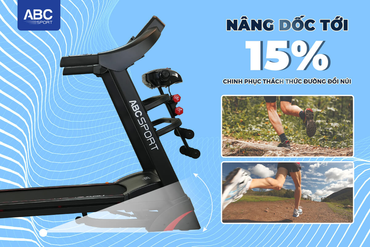 Máy chạy bộ đa năng ABCSPORT PRO17 khung sườn chắc chắn thiết kế nhỏ gọn tiết kiệm không gian, dành cho khách ở nhà diện tích nhỏ- chung cư