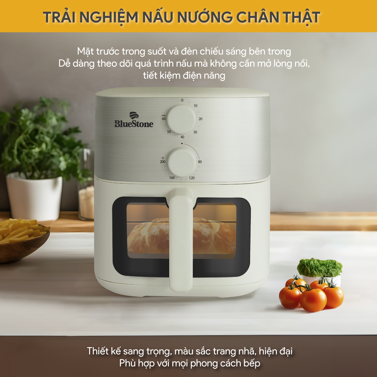 Nồi Chiên Không Dầu BlueStone AFB-5853 7 Lít 1500W - Hàng Chính Hãng