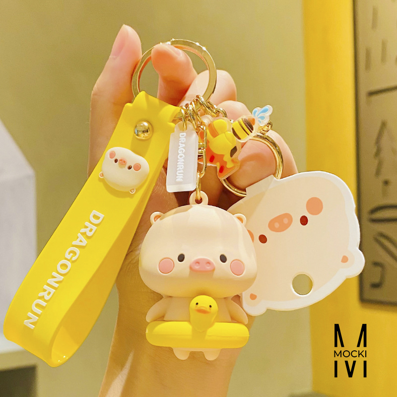 Móc khóa heo đi bơi đáng yêu