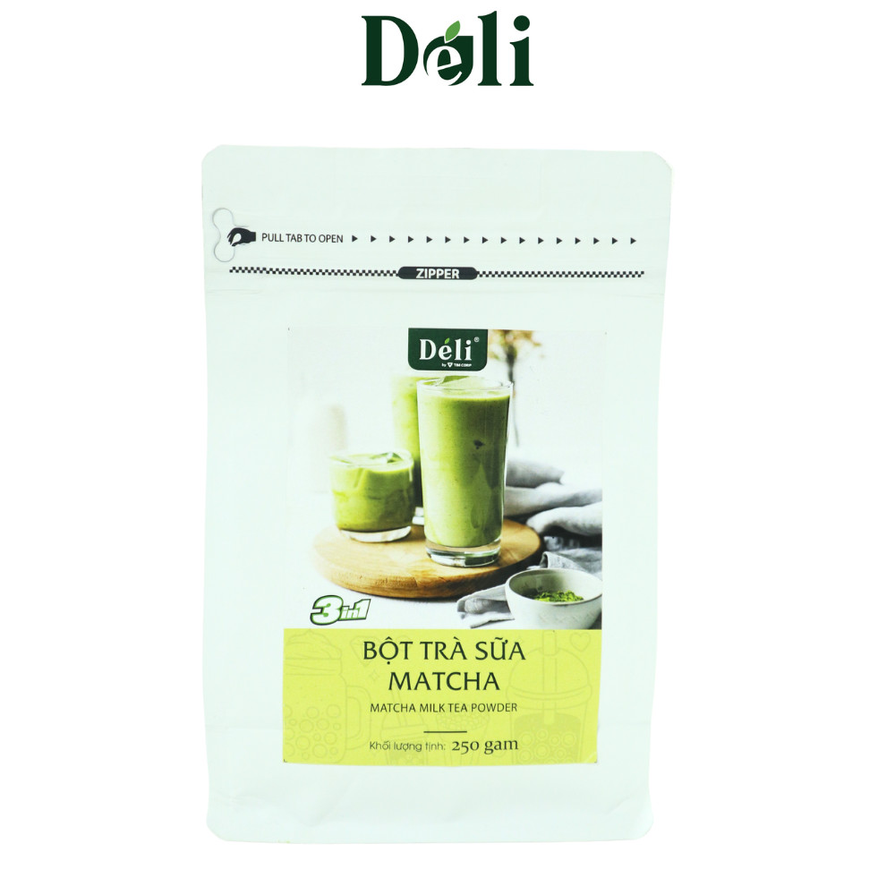 Bột Trà Sữa Matcha 3in1 Déli - 250gr Pha Chế Trà Sữa Tiện Lợi, Nhanh Chóng