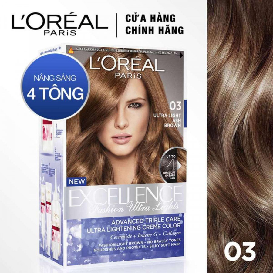 Kem Nhuộm Tóc Nâng Sáng 2 Trong 1 Ultra Light L'Oreal 172ml - Màu 03 Nâu Khói Thời Trang