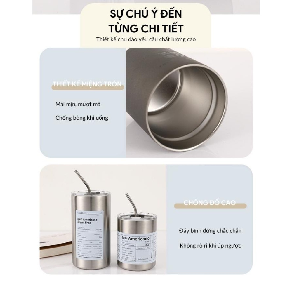 Ly giữ nhiệt cao cấp, cốc giữ nhiệt Iced Americano thể tích 600ML