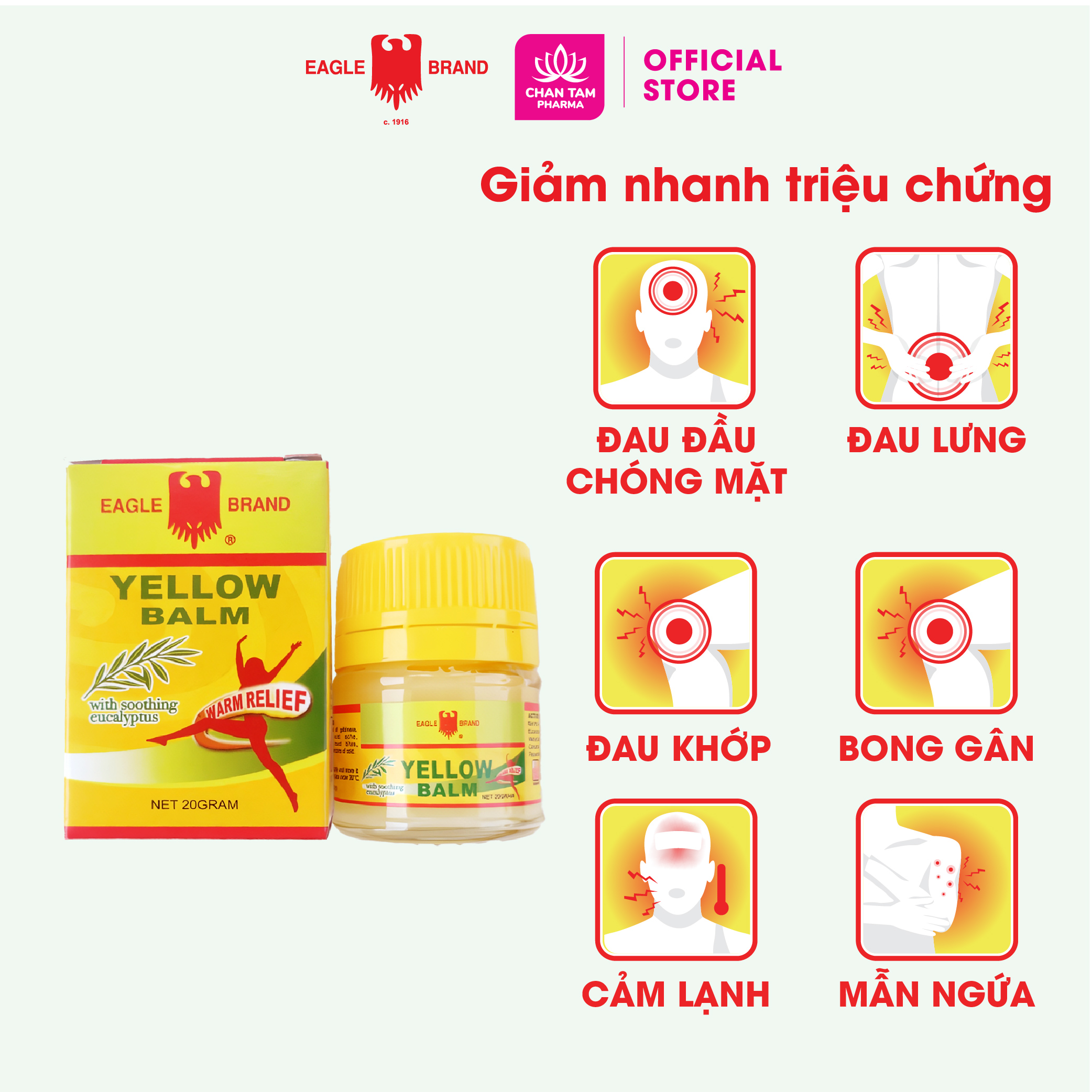 COMBO 3 LỌ 20G - Dầu Cù Là Vàng Yellow Balm