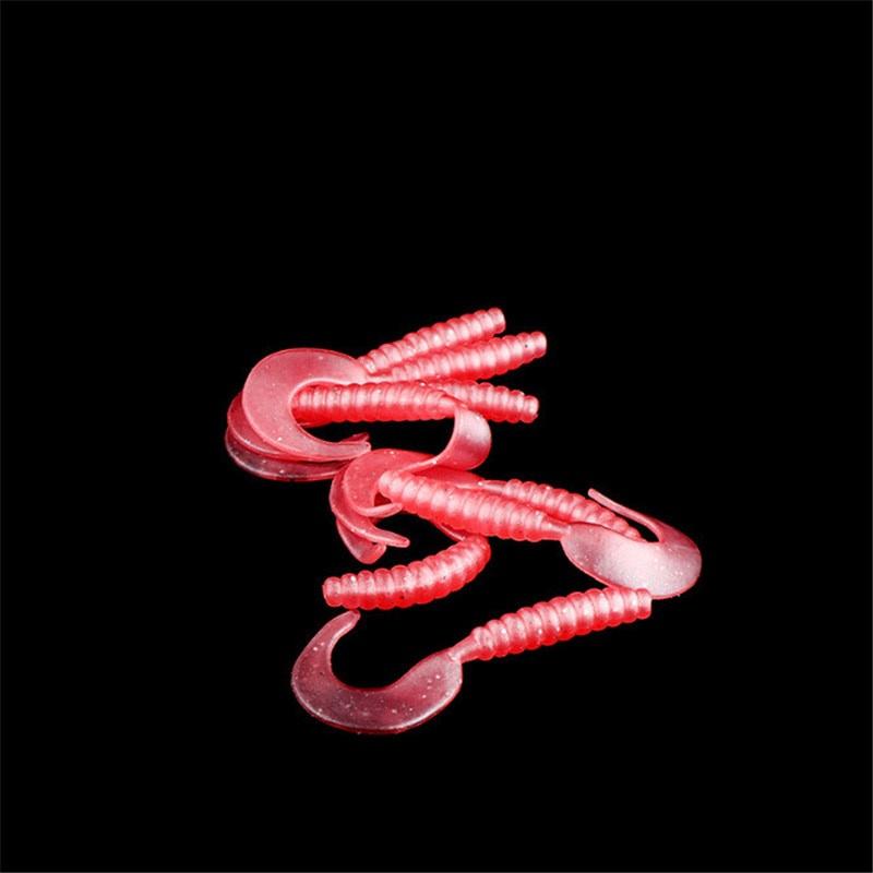 10PCS/Set Fashion Silicone Rubber Fake Maggots Bait Luminous Mini Tail Soft Bait Worm Fishing Lures Fishing Bait 3.5cm/0.7g