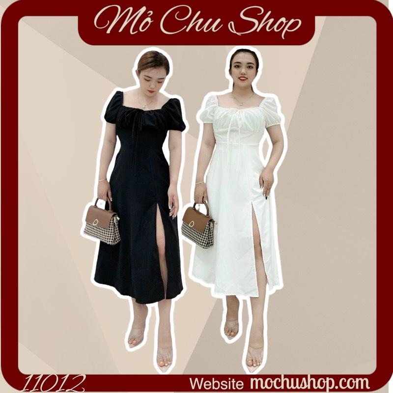 ĐẦM MAXI TRẮNG XẺ TÀ NHÚN NGỰC 11013