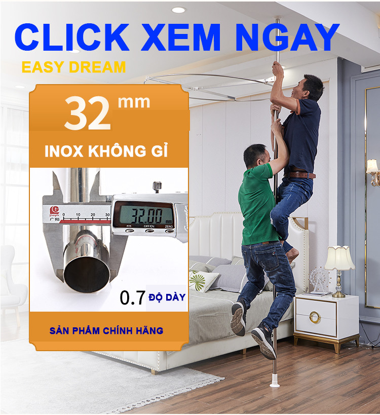 Màn khung tròn đa năng không khoan tường sử dụng được các kích thước từ giường từ 1m đến 2.2m dành cho cả giường tầng trẻ em