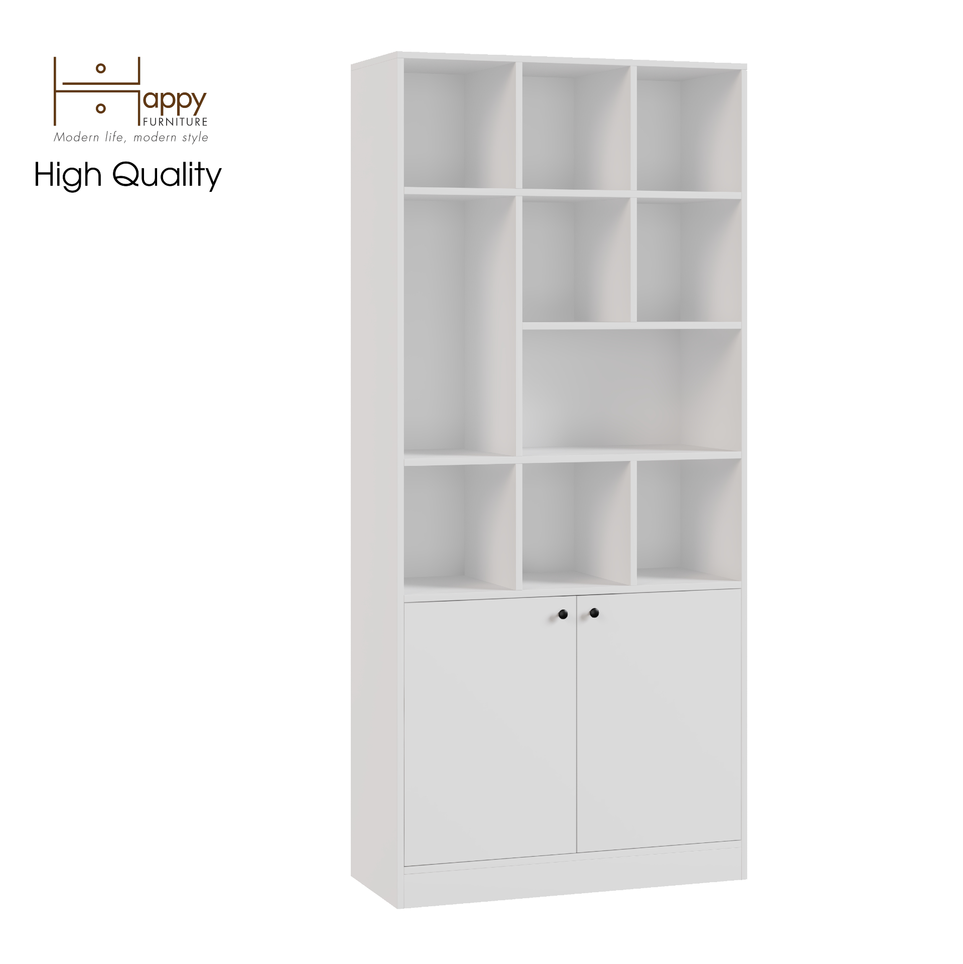 [Happy Home Furniture] CATY , Kệ sách 2 cửa mở ,  90cm x 39cm x 200cm (DxRxC), KSA_025