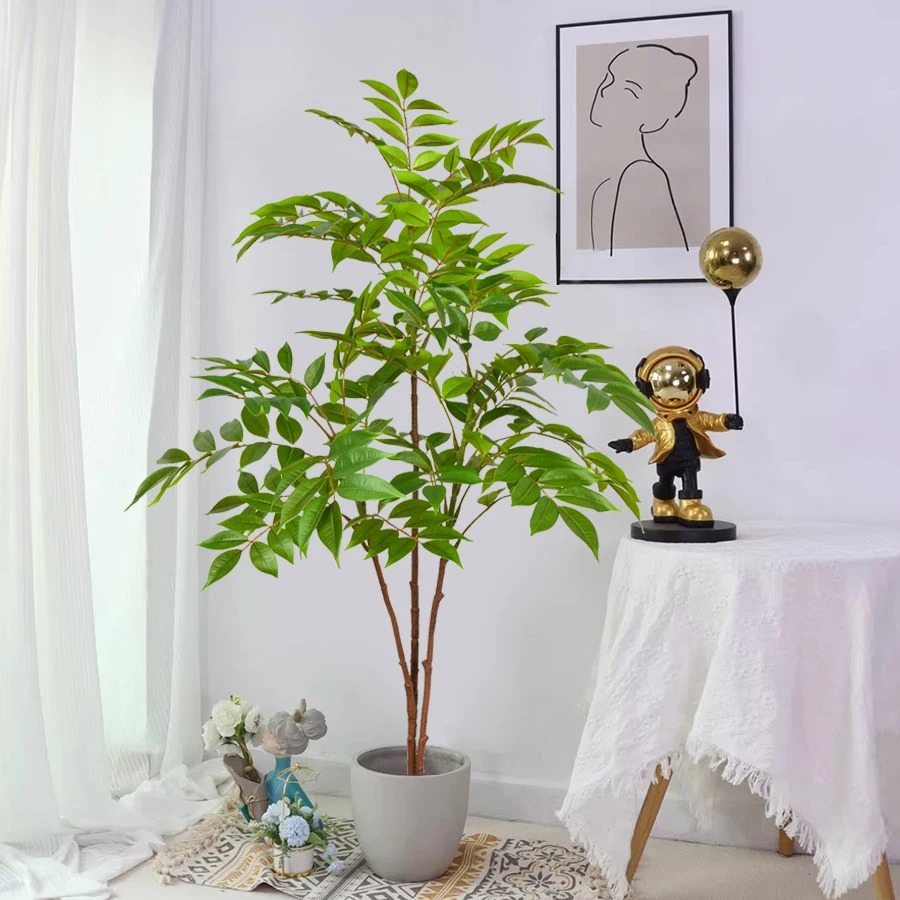 Cây nam thiên trúc giả - Cao 150cm - Thân nhựa lõi thép - Cây giả, hoa lụa Decor trang trí nhà cửa.