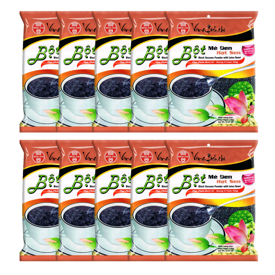 Thùng 10 gói Bột mè đen hạt sen không đường