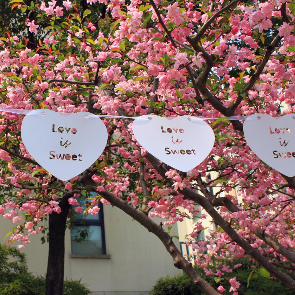 White Heart Bunting Banner Love Is Sweet Garland Wedding Party Decoration