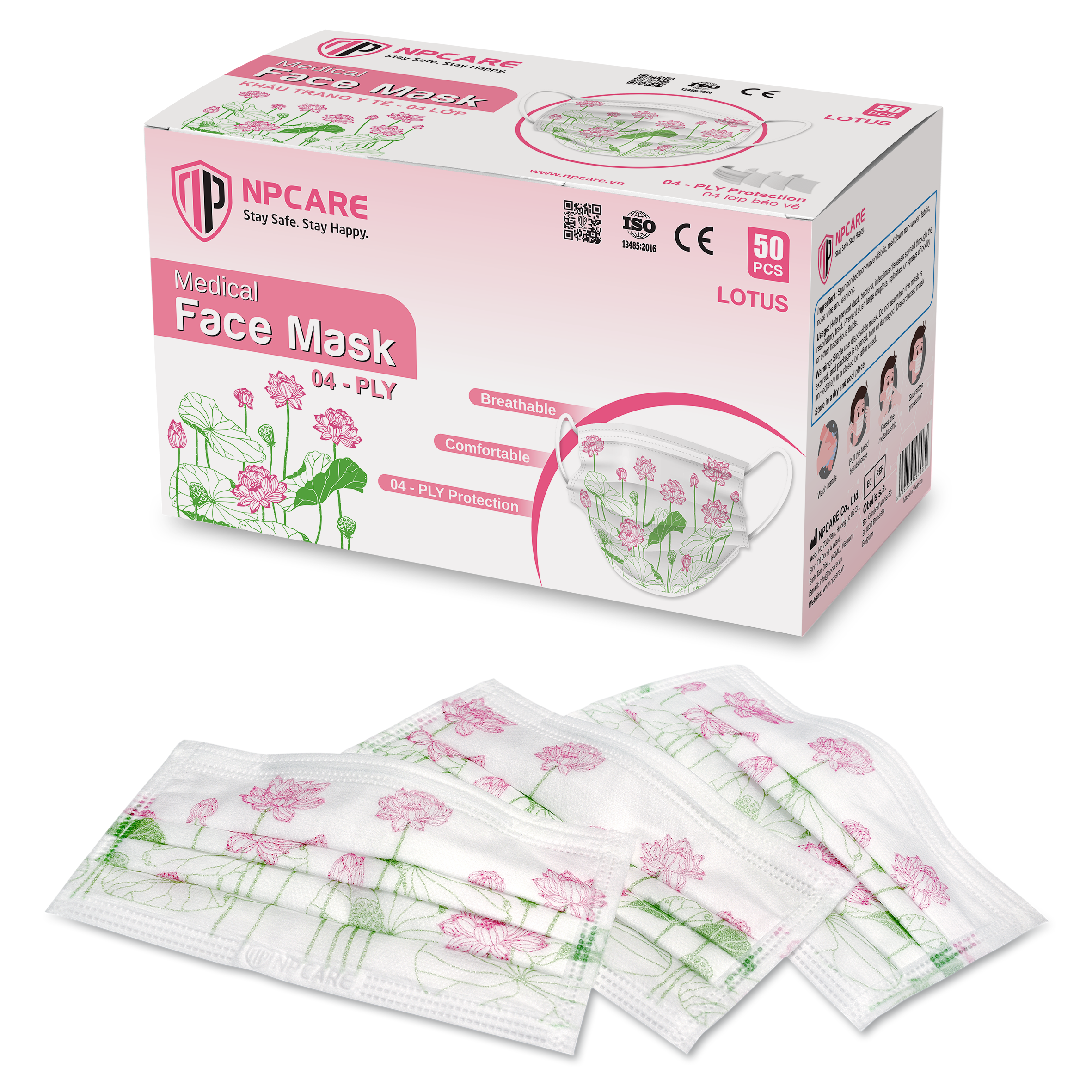 Khẩu trang y tế 4 lớp NPCARE hoa sen Lotus