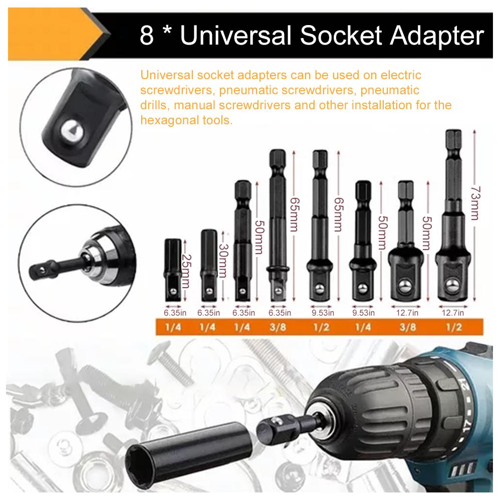 14PCS Flexible Drill Bit Extension Set with 105° Angle Drill Bit Extension & Universal Socket Adapter & Socket Grip