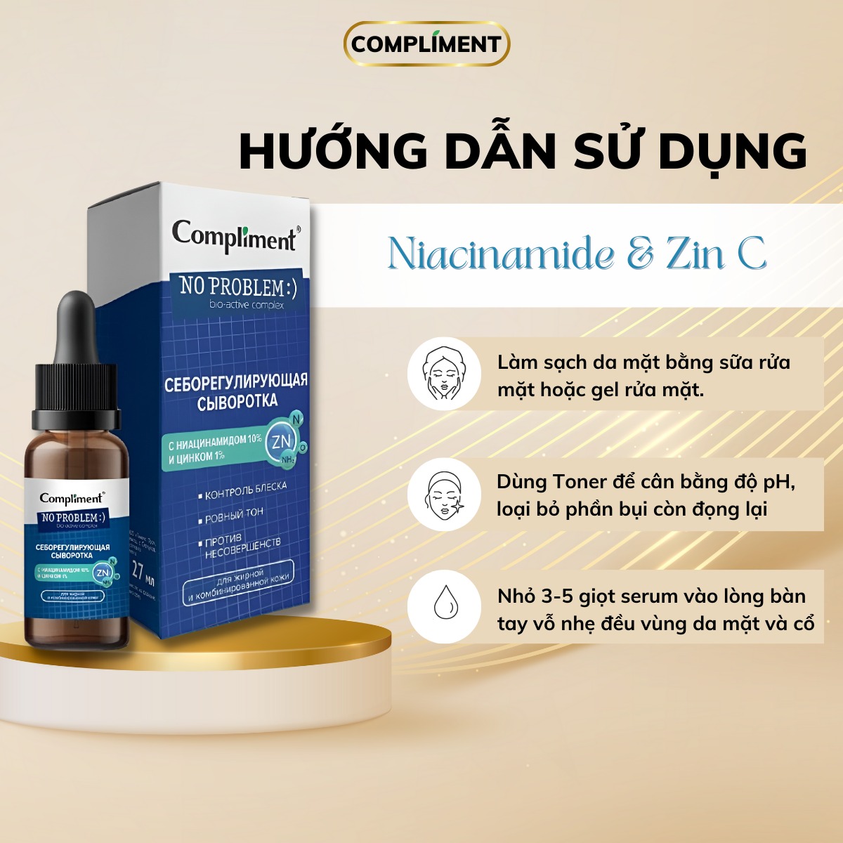 Serum Niacinamide & ZinC Compliment Tinh Chất Dưỡng Cấp Ẩm Trắng Da Giảm Mụn Mờ Thâm