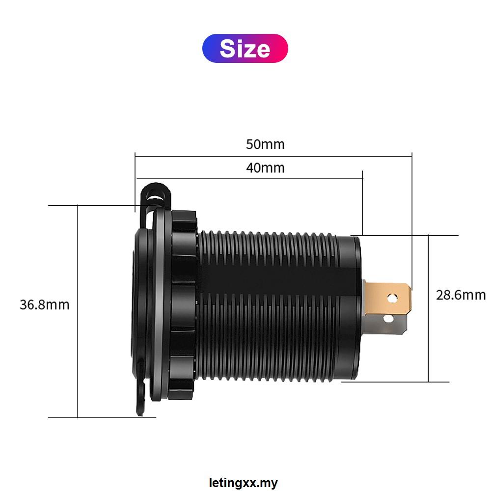 Ổ Cắm Sạc 12V Usb 24V 36W Qc 3.0 2 Usb Chống Nước Thông Dụng Cho Xe Hơi / Xe Tải Điện Thoại