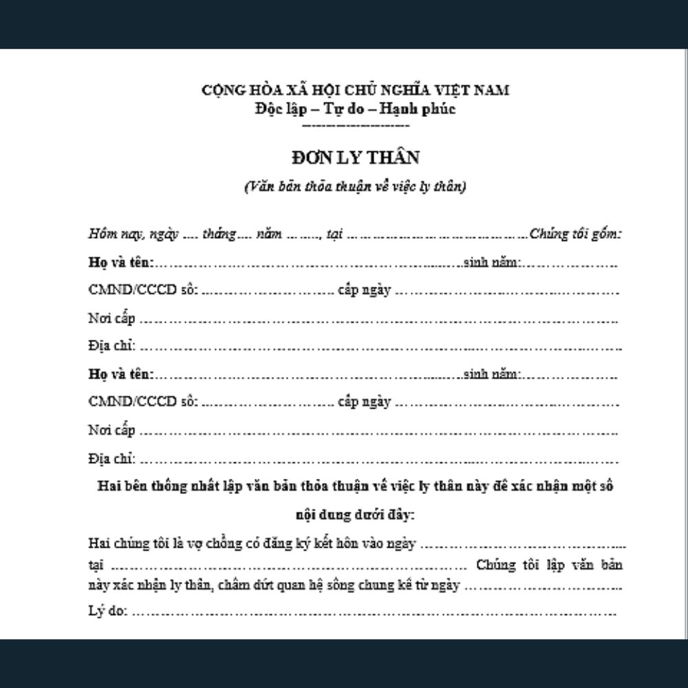Mẫu đơn ly thân + tài liệu luật sư hướng dẫn chi tiết