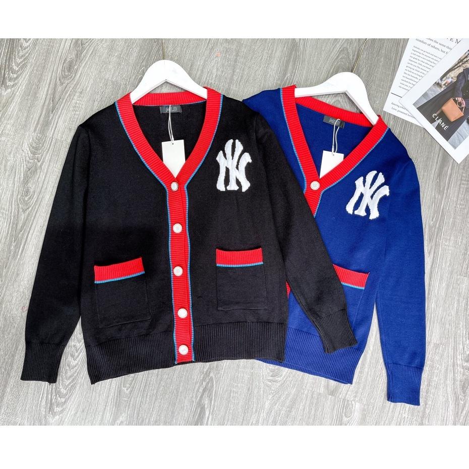 Áo khoác Cardigan họa tiết NY phối viền Quảng Châu cao cấp, Cadigan len dệt kim dày dặn thương hiệu thời trang D&amp;R L039