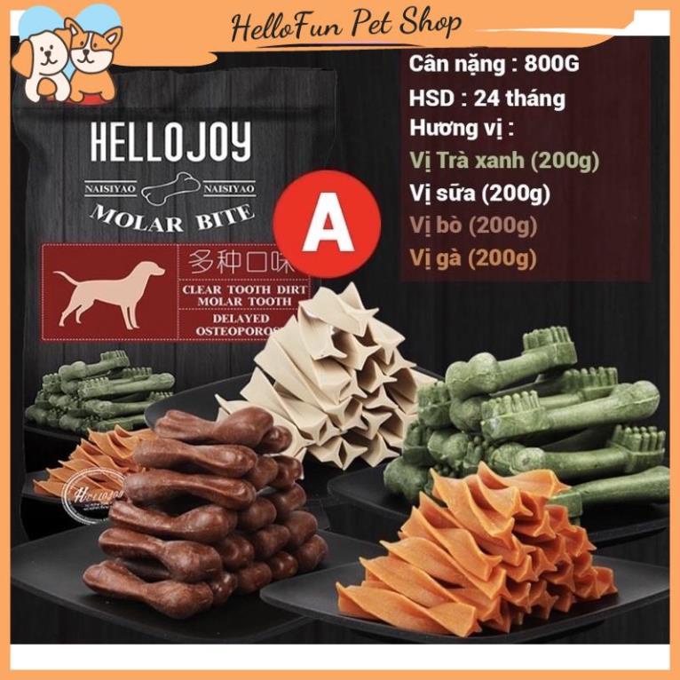 Xương gặm làm sạch răng cho chó Hello Joy gói 800gr