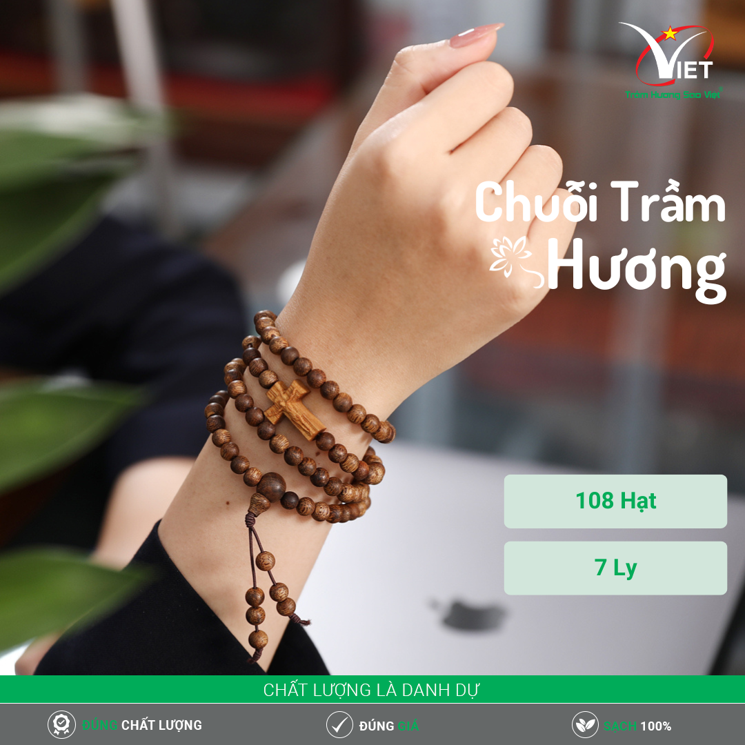 Chuỗi Trầm Hương Thiên Nhiên Mùi Thơm Mạnh - Màu Đậm