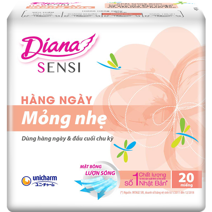 Combo 6 Băng Vệ Sinh Hàng Ngày Diana Sensi Slim Mỏng Nhẹ (Gói 20 Miếng)