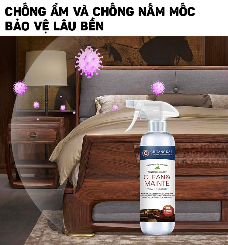 Dung Dịch Xịt Bảo Dưỡng, Làm Sạch Vết Bẩn Và Đánh Bóng Đồ Nội Thất Gỗ 250ml