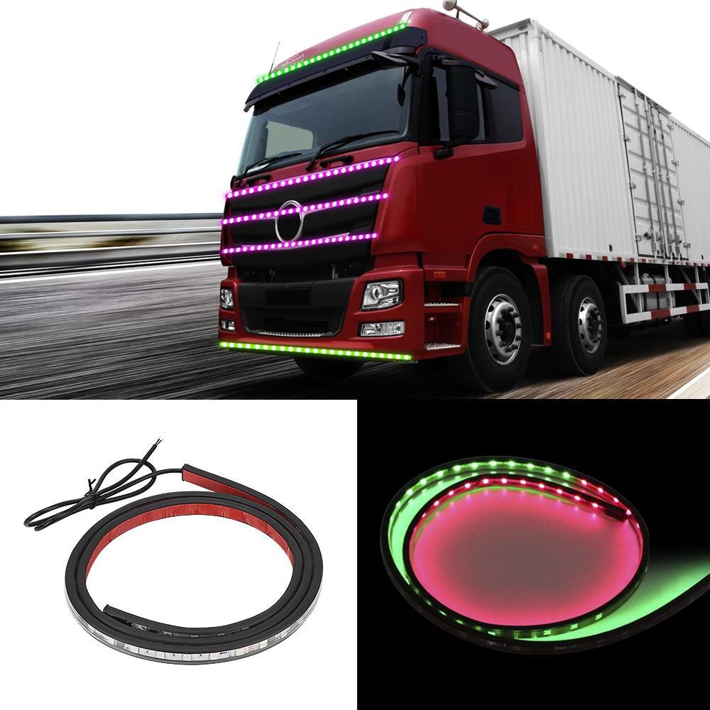 24V LED Colorful String lights RGB LED Strip Waterproof Decorative Light for Car for Truck for Van Roof Led Lights Decoration with 3M Sticker Flexible LED Strip Easy install 1m 1.2m 1.5m 1.8m 2m 2.4m
