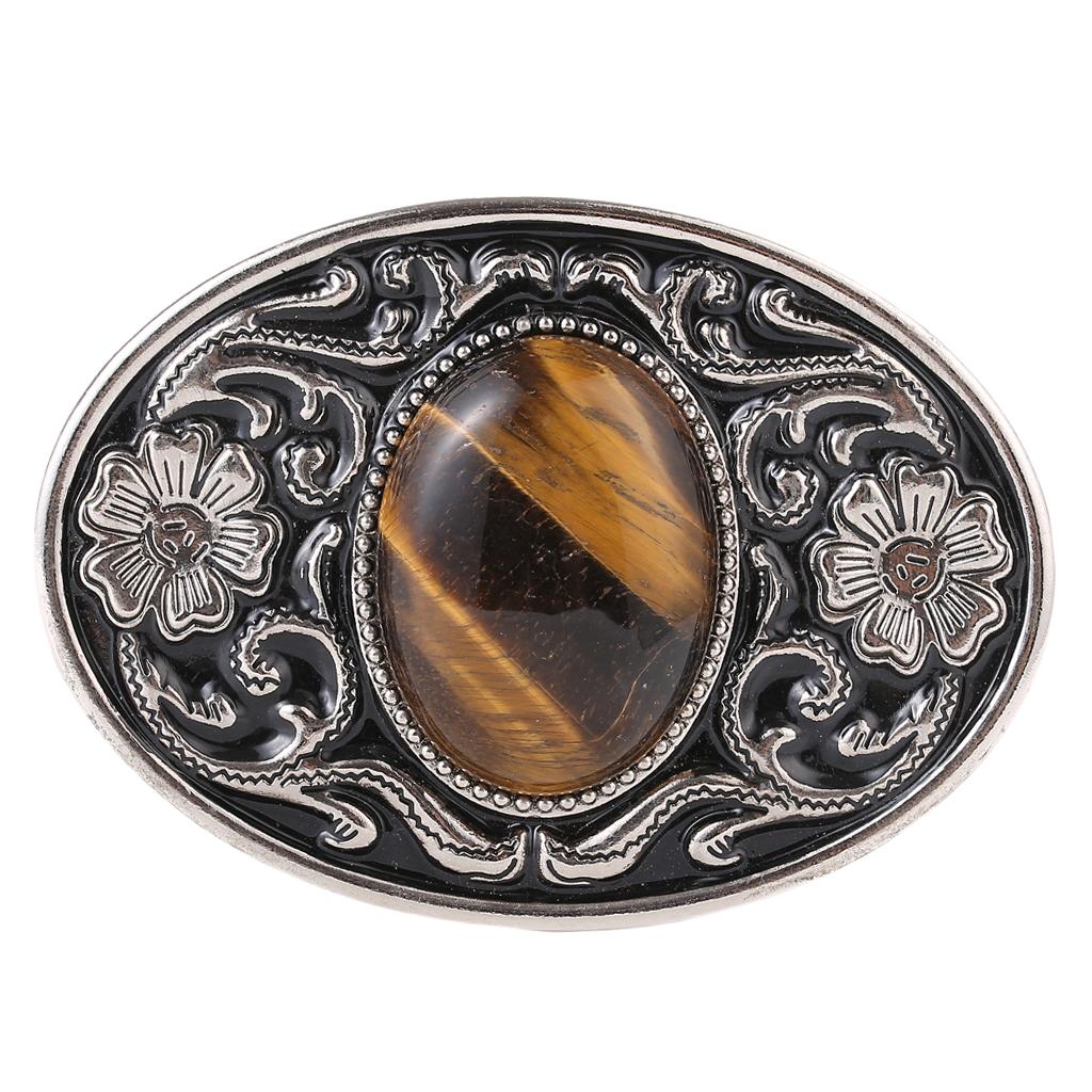 Retro Style Cowboy Belt Buckle Turquoise Stone Buckle 9x7cm Antique Silver