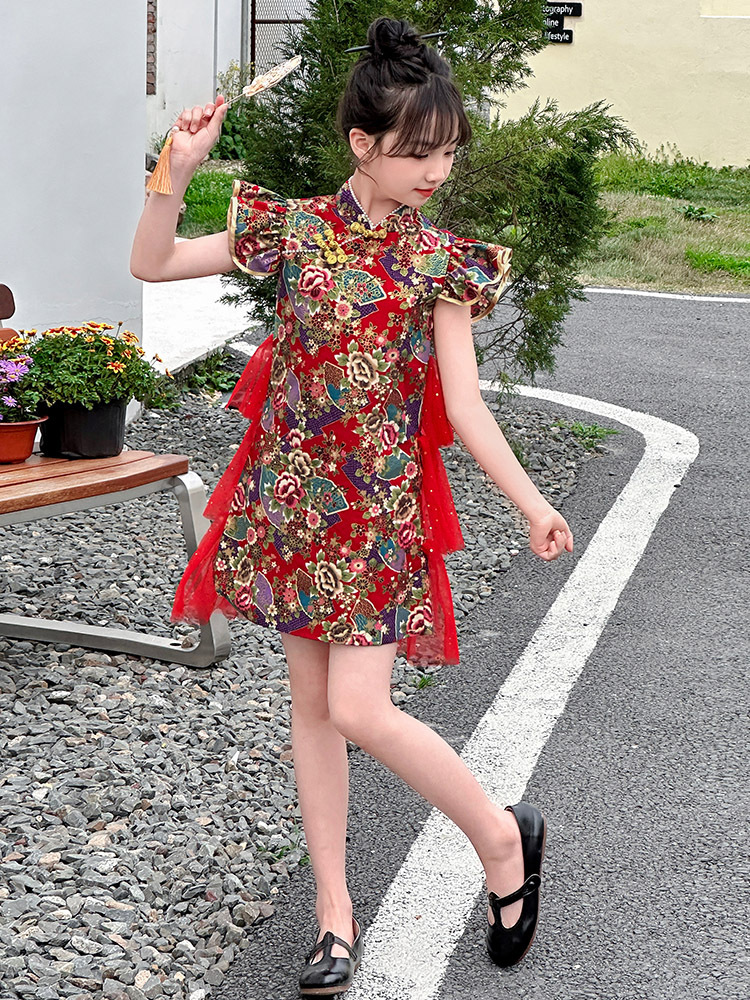 Đầm váy công chúa cổ trang hanfu sườn xám cho bé gái diện lễ tết năm mới đẹp size 100-160 hàng Quảng Châu