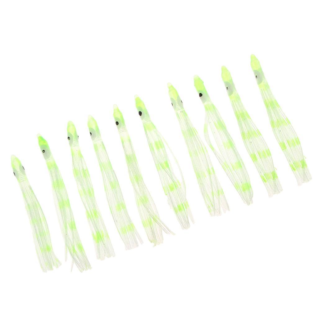 30pcs Artificial Squid Skirts Lures Saltwater Trolling Baits Green/Brown