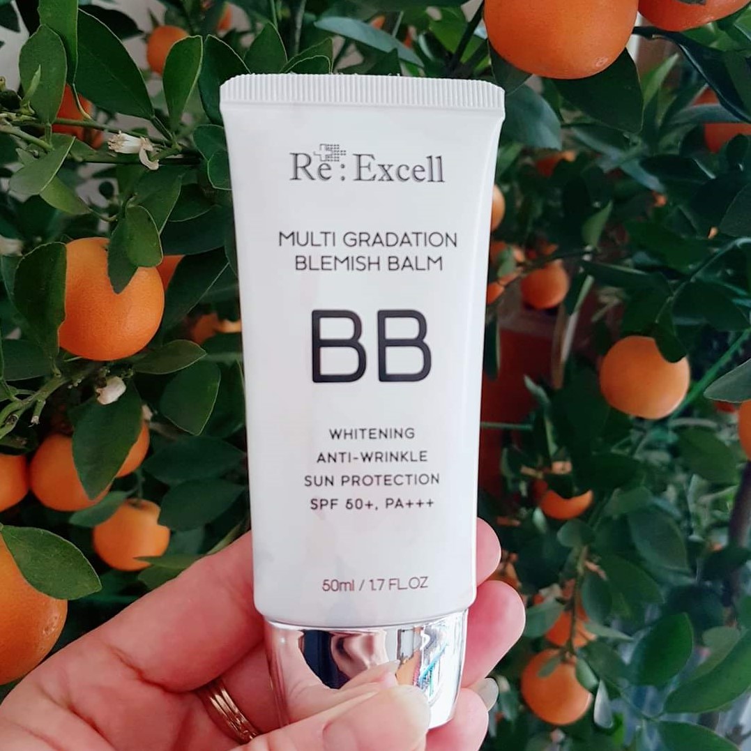 BBCream Re:Excell 4 in1 Hàn Quốc Multi Gradation Blemish Balm R&amp;B kem nền, kem lót trang điểm, che phủ khuyết điểm, chống nắng, bật tone da sáng mịn tự nhiên, không bí bết, không lộ vân kem, 50ml