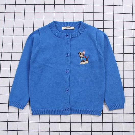 Áo khoác len dệt kim phong cách cardigan mềm mại ấm áp thêu paw patrol cho bé