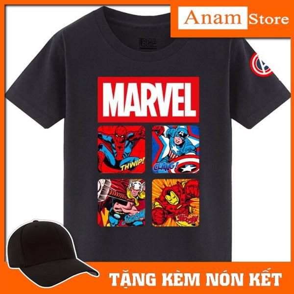 Áo thun trẻ em MARVEL1, Tặng Kèm nón kết, Có size người lớn, Anam Store