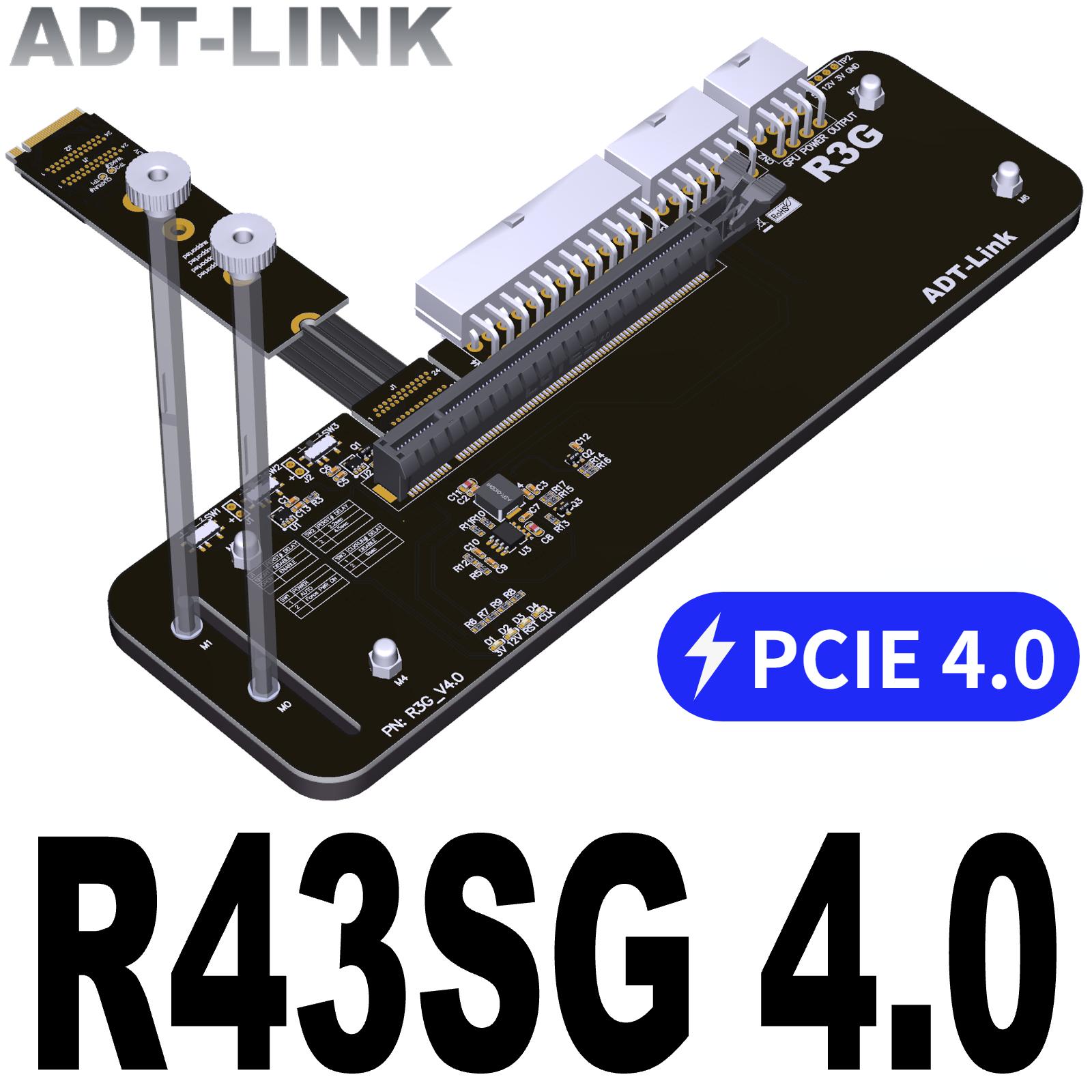 ADT R43SG 4.0 M.2 NVMe Sang PCIe 3.0 / 4.0 X16 GPU PCI-E 16x Sang M.2 Bộ Chuyển Đổi Cáp Nối Dài Khóa M eGPU Cho NUC/ITX/STX/Máy Tính Xách Tay