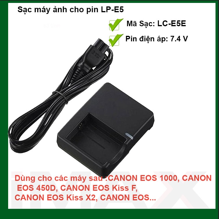 COMBO PIN SẠC THAY THẾ CHO PIN MÁY ẢNH CANON LP-E5