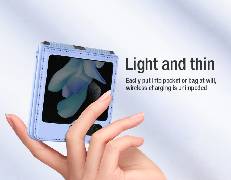 Ốp lưng cho SamSung Galaxy Z Flip 5 lưng da viền TPU cao cấp hiệu Nillkin Qin có chân đế -hàng nhập khẩu