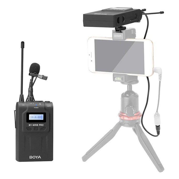 Micro Thu Âm Wireliess UHF Boya BY-WM8 PRO-K2 (Bộ Thu 2 Micro) - Hàng Nhập Khẩu