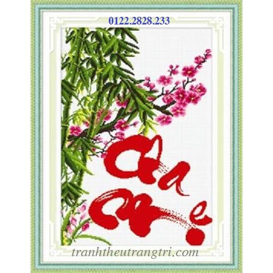 (ĐÃ THÊU) Tranh thêu thành phẩm CHA MẸ 65x45cm P8484