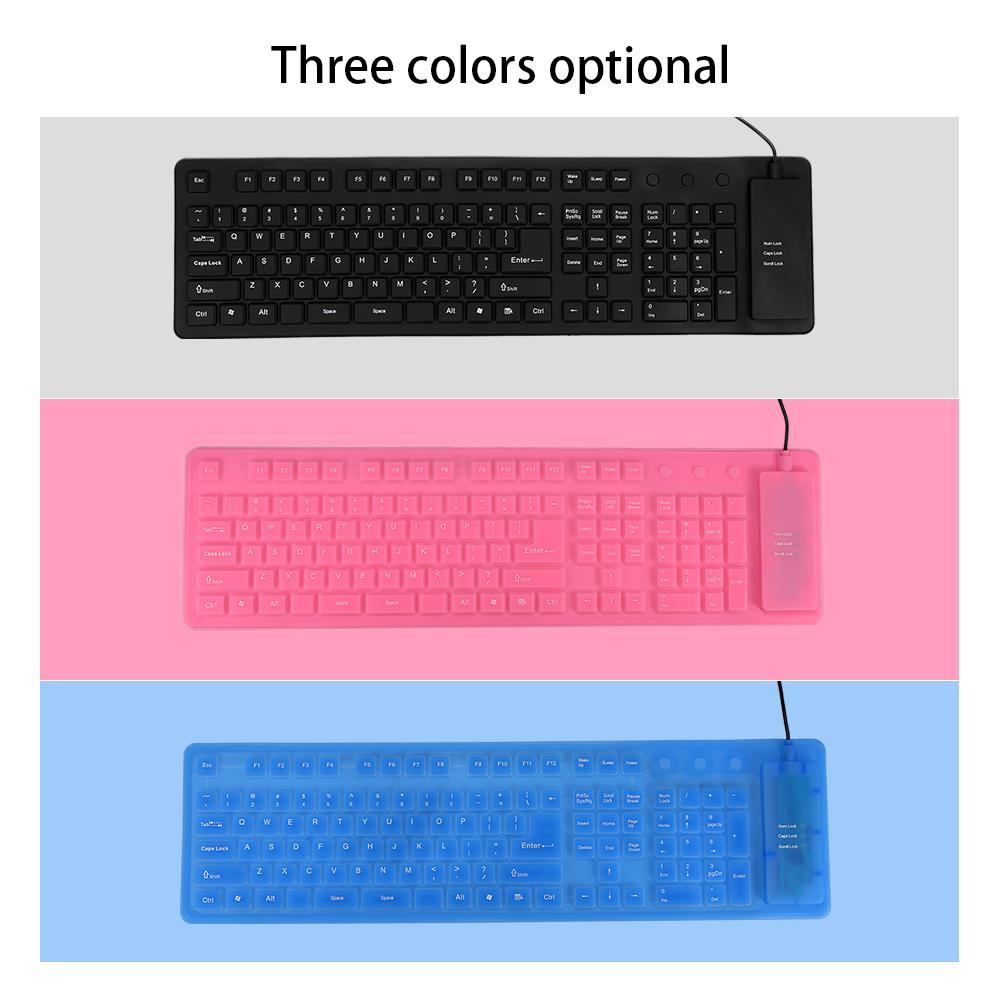 108 Keys USB Silicone Flexible Foldable Keyboard Waterproof Dustproof USB Silent Keys For Laptop Desktop Keyboard
