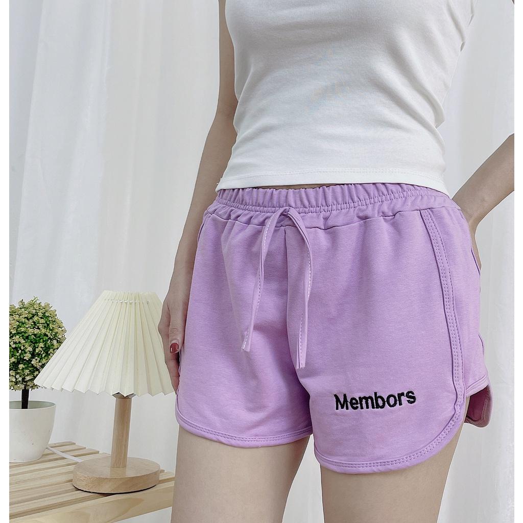 Quần đùi short nữ THE MEI 1992 cao cấp - Quần sooc nữ cạp chun thêu chữ chất Umi thể thao dáng hộp nhiều màu