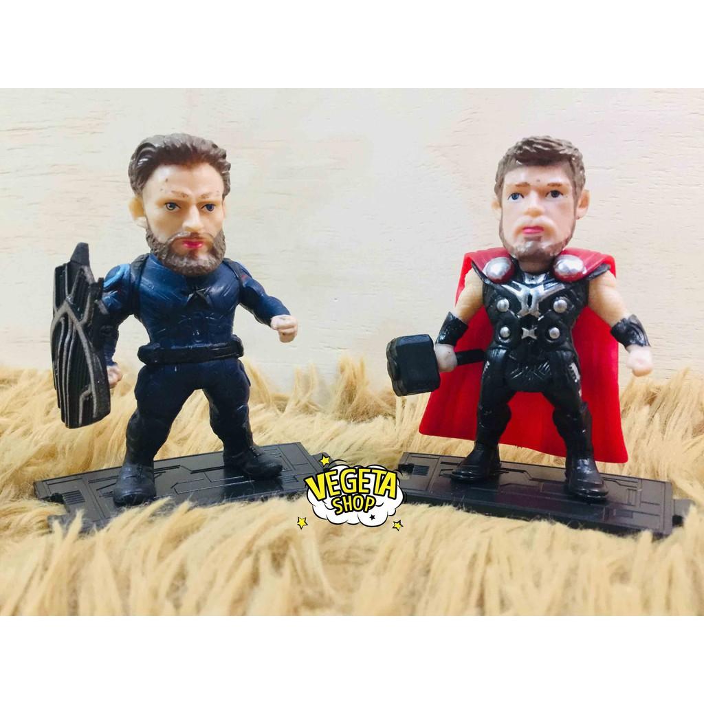 Mô hình Avengers Marvel - Trọn bộ 8 Biệt đội siêu anh hùng - Hulk Spider Iron Man Suit Captain Thor Wakanda Groot - 10cm