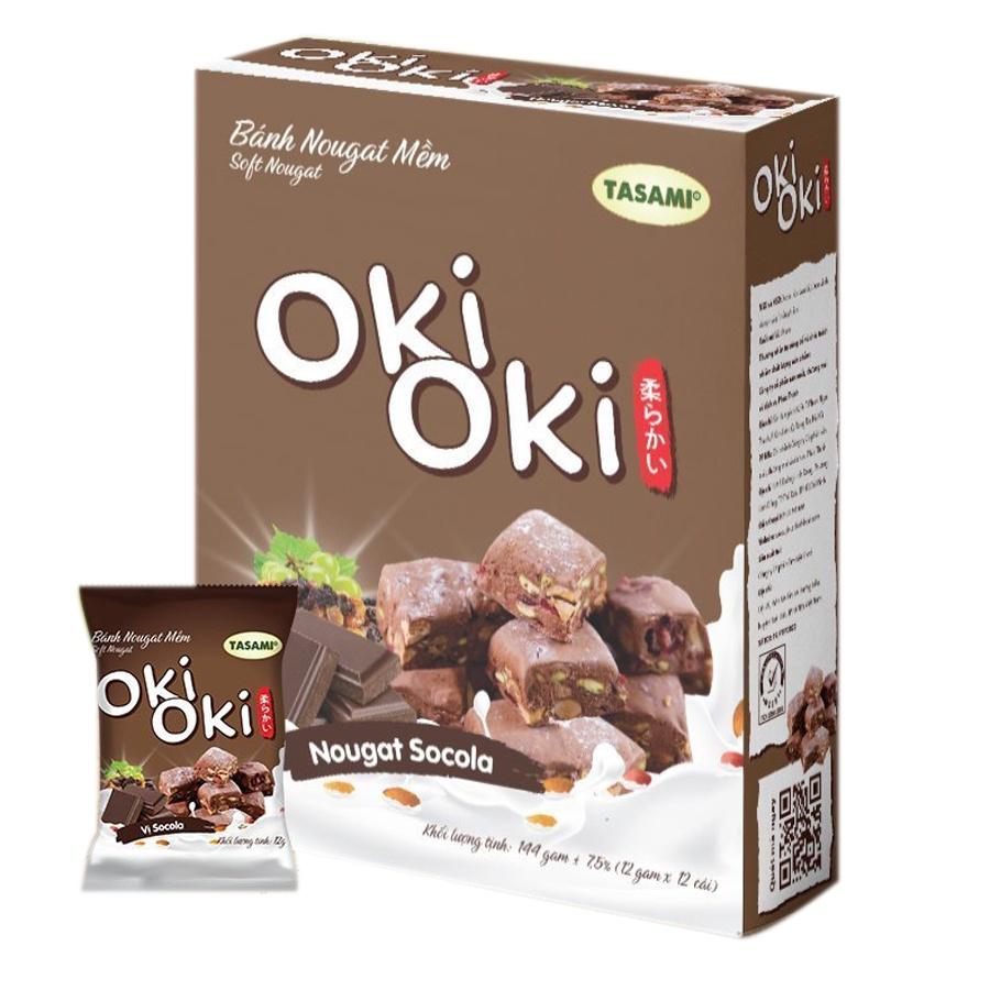 Bánh Nougat - Kẹo Hạnh Phúc Oki Oki Vị Socola Hạnh Nhân, Ngọt Nhẹ Tự Nhiên Mềm Dẻo Thơm Ngon (114g/Hộp)