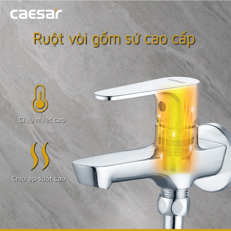 Vòi sen tắm lạnh gắn tường Caesar S063C  tay dây sen xi (bao gồm củ sen và tay dây )