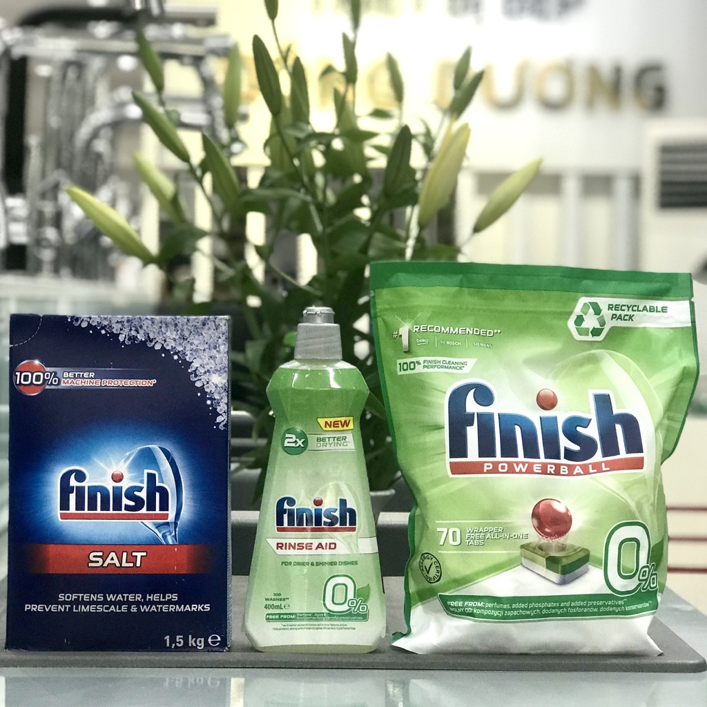 Combo Finish : Viên rửa bát Eco 70 viên + Bóng Eco 400ml + Muối 1,5kg