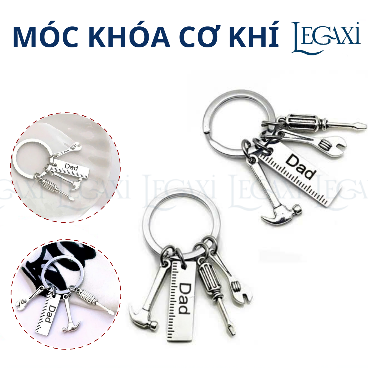 Móc Khóa Công Cụ Sữa Chữa Mini Búa Tua Vít Cờ Lê Bằng Kim Loại Dùng Cho Chìa Khóa Xe Máy, Xe Hơi, Nhà, Quà Tặng Cho Bố