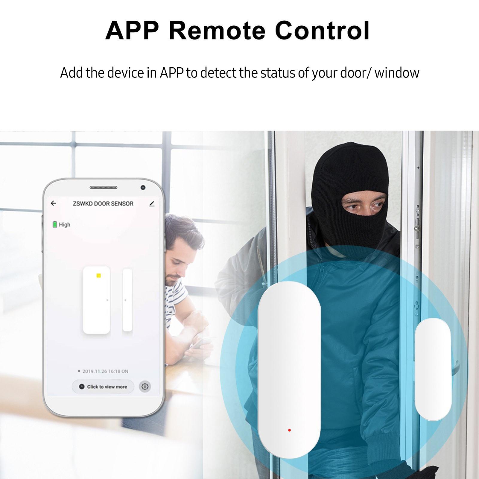 Báo động cảm biến cửa sổ thông minh Wifi Hệ thống an ninh gia đình từ tính Cảnh báo mở cửa Ứng dụng điều khiển từ xa cho nhà để xe Căn hộ ký túc xá Văn phòng cửa hàng